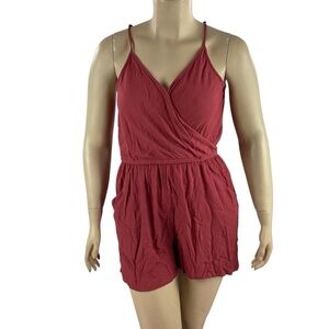 Market & Spruce Liliana Surplice Romper Size L Red